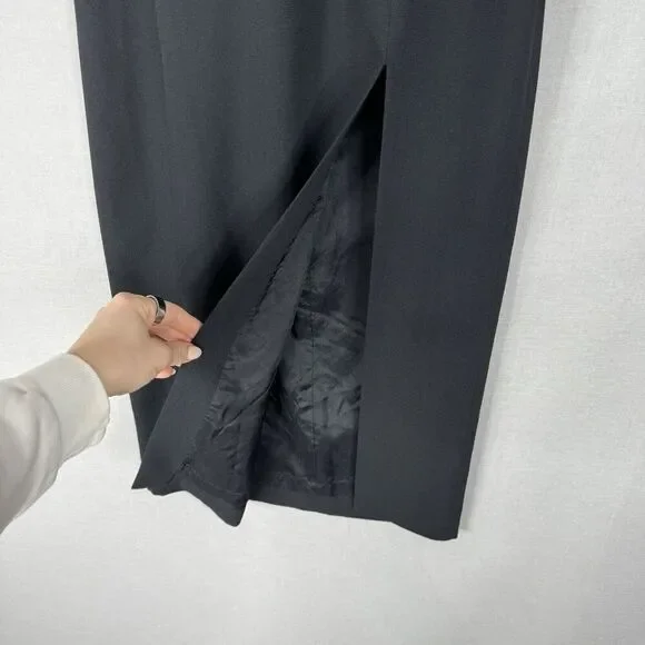 Vintage Ann Taylor Womens Dress 2 Black Midi Knot Y2K Cocktail Evening Formal - Picture 3 of 12